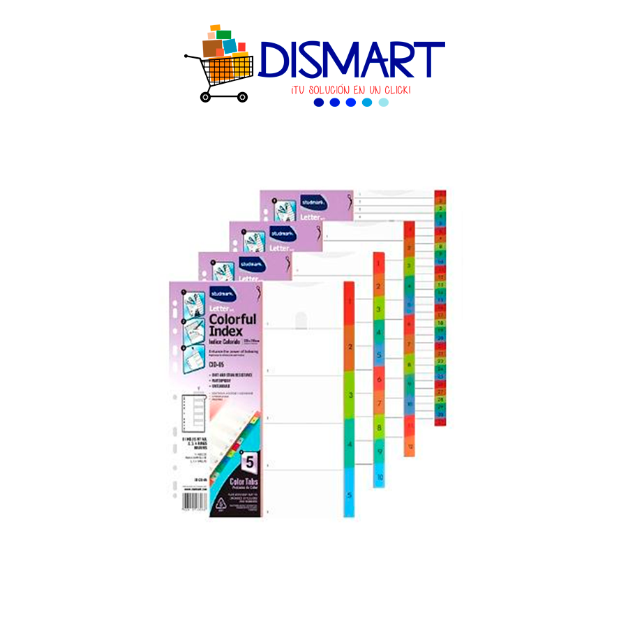 Separador Plastico 5 div. Carta Numerado Studmark