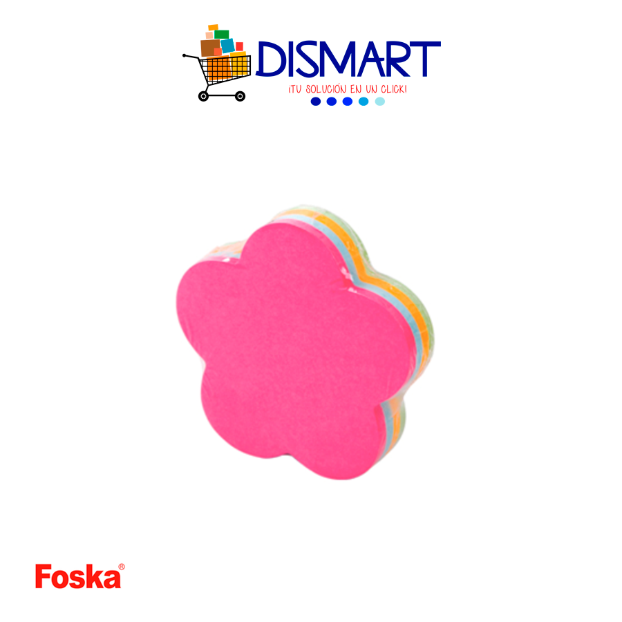 Block Notas Adhesivo Cubo 200H 3"x3" Neón Flor Foska