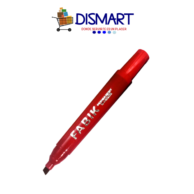 Marcador Permanente Punta Biselada Rojo. Fabik.