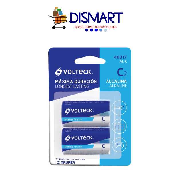 Batería Alcalina C Blíster x 2. Volteck