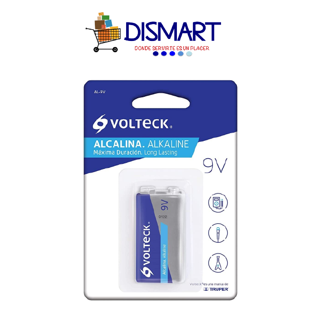 Batería Alcalina Cuadrada 9 Voltios. Volteck