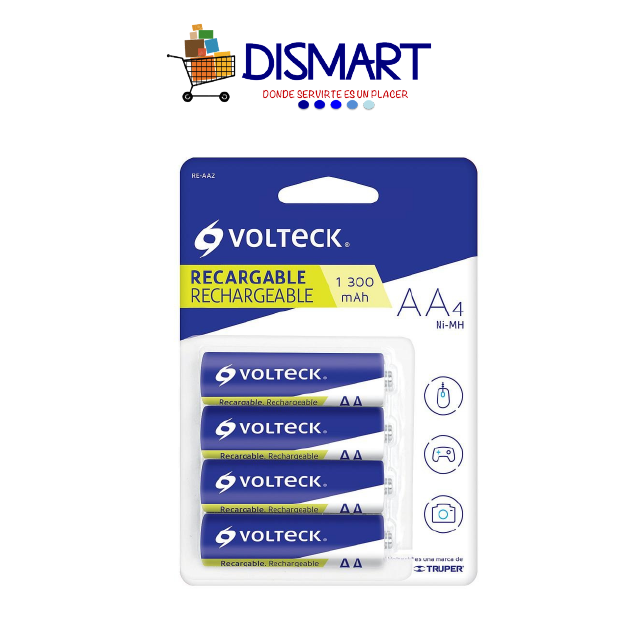 Baterías recargables AA 1,300mA. Blíster x 4. Volteck