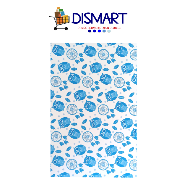 Cartulina Estampada T/Oficio Diseño Búhos Azul