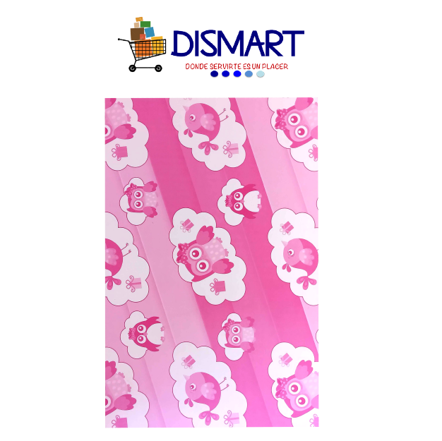 Cartulina Estampada T/Oficio Diseño Búhos Rosa