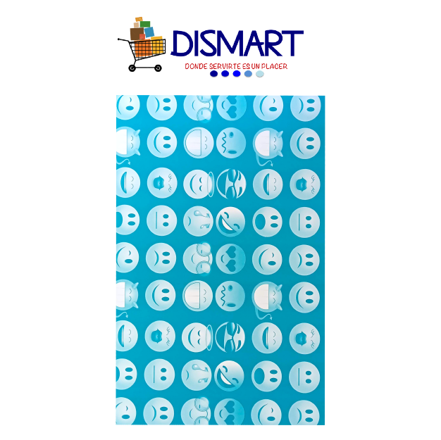 Cartulina Estampada T/Oficio Diseño Corazones Emojis Turquesa