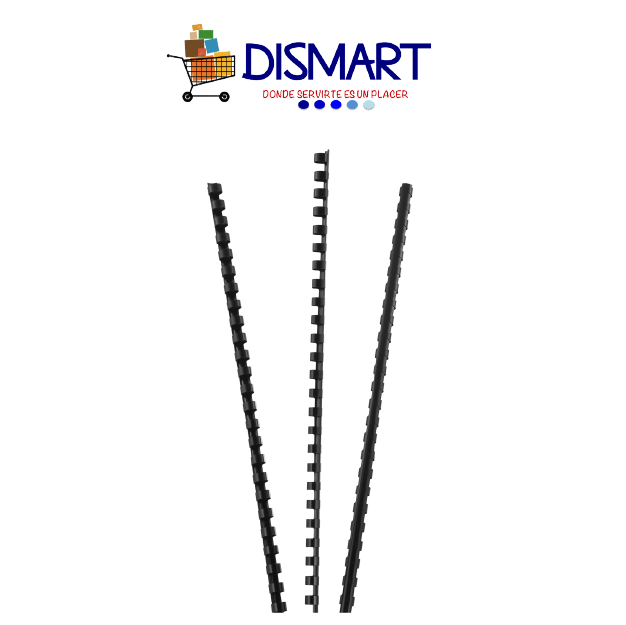 Espiral Plástico 19 Aros 10mm / 3/8" 55H 100pcs Negro