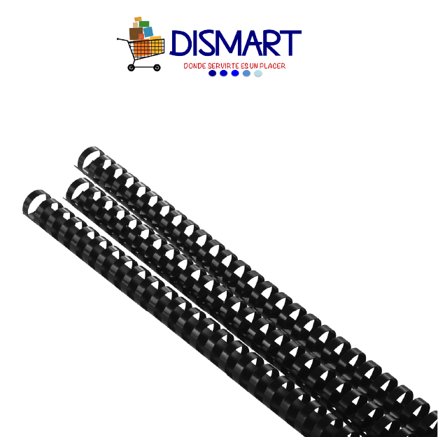 Espiral Plástico 21 Aros  22mm / 7/8" 180H 50pcs CB522 Negro Foska