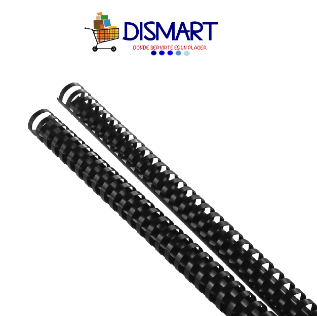 Espiral Plástico 19 Aros  33mm / 1.3/8" 300H 50pcs Negro