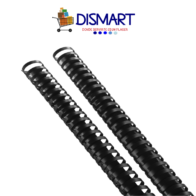 Espiral Plástico 19 Aros 38mm / 1.1/2" 340H 50pcs  Negro