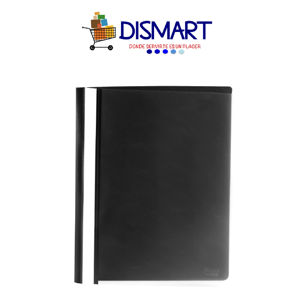 Folder Plástico Portada Transparente. T/Carta. Negro