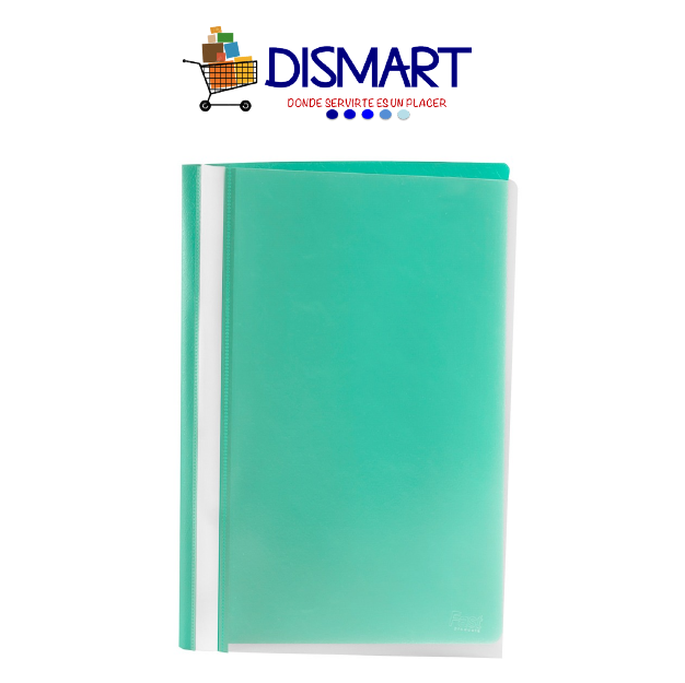 Folder Plástico Portada Transparente. T/Oficio. Aqua.