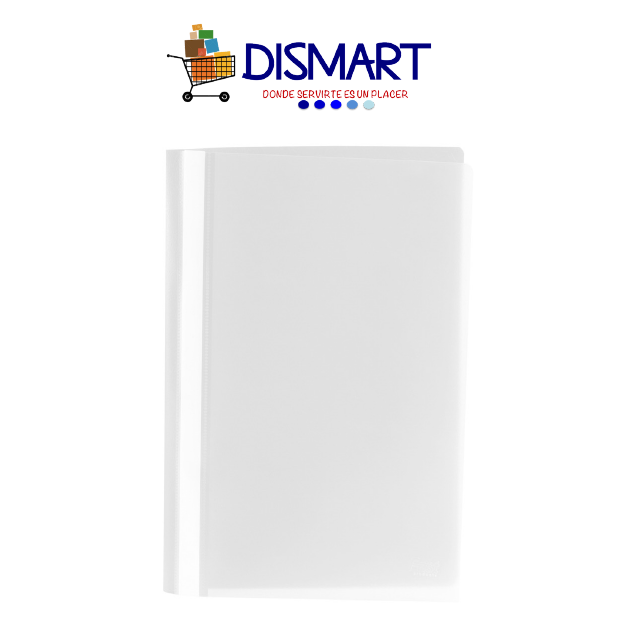 Folder Plástico Portada Transparente. T/Oficio. Blanco