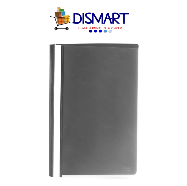 Folder Plástico Portada Transparente. T/Oficio. Gris