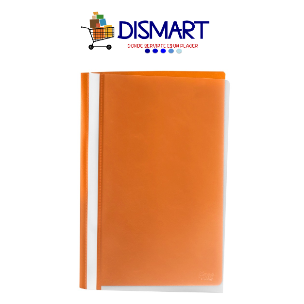 Folder Plástico Portada Transparente. T/Oficio. Naranja