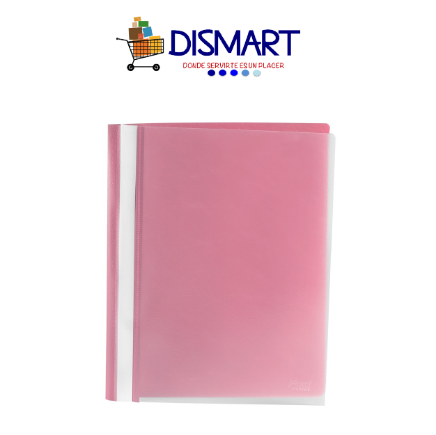 Folder Plástico Portada Transparente. T/Carta. Rosado