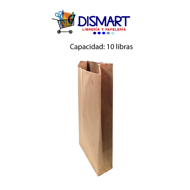 Bolsa Papel Kraft 10 Libra ( Alto 40cm, Ancho 19cm, Fuelle 8.5cm)