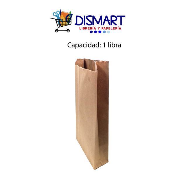 Bolsa Papel Kraft 1 Libra ( Alto 20cm, Ancho 9cm, Fuelle 5.2cm)