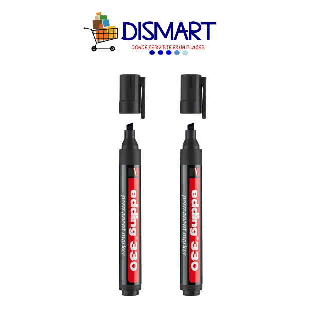 Marcador Permanente Punta Biselada Negro. Recargable. Edding 330