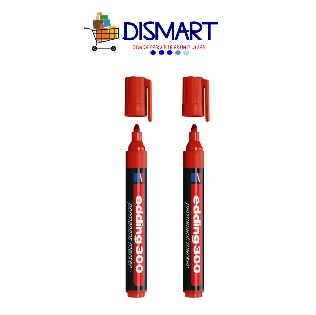 Marcador Permanente Punta Redonda Rojo. Recargable. Edding 300