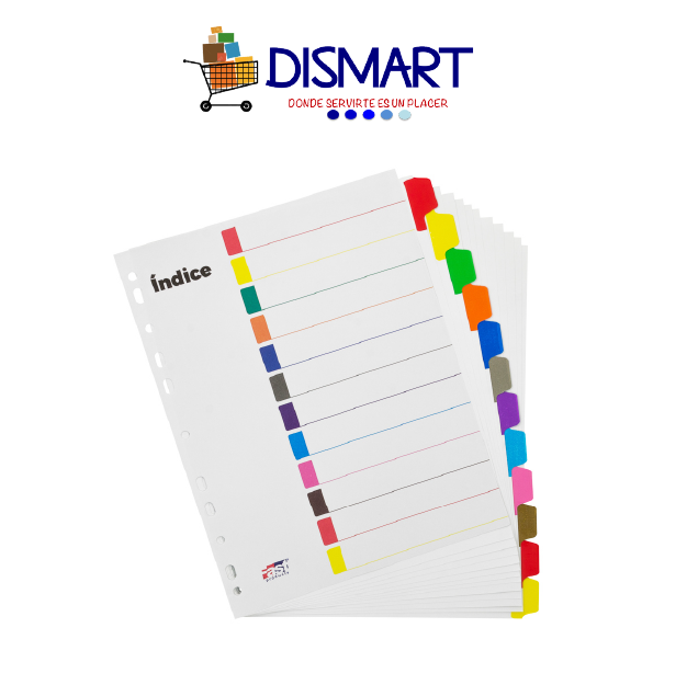 Separadores Cartoncillo 12 divisiones (Pestaña color). T/Carta. Fast