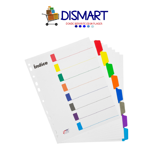 Separadores Cartoncillo 8 divisiones (Pestaña color). T/Carta. Fast