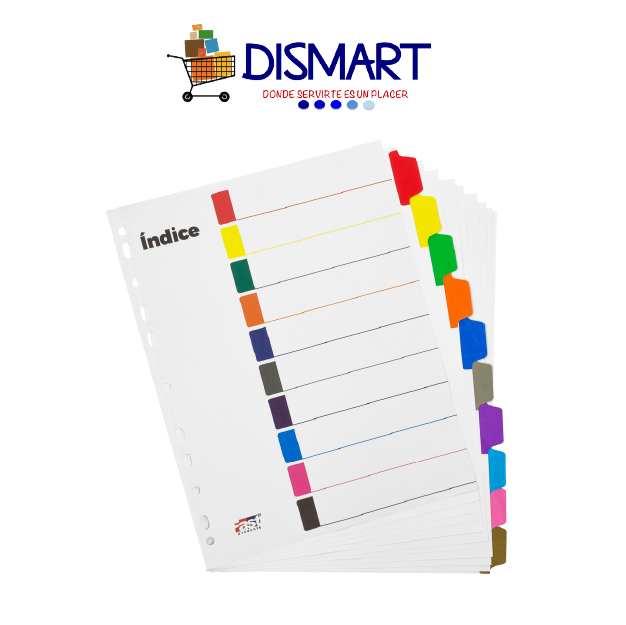 Separadores Cartoncillo 10 divisiones (Pestaña color). T/Carta. Fast