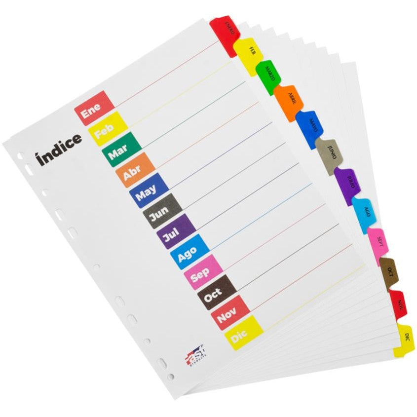 Separadores Cartoncillo Mensual (ENE-DIC). T/Carta. Fast
