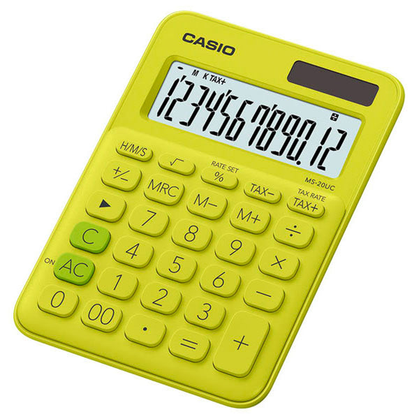 Calculadora de escritorio casio ms-20uc-yg 12 digitos amarillo