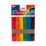Paleta de Madera Fast Delgada Colores 100 pcs