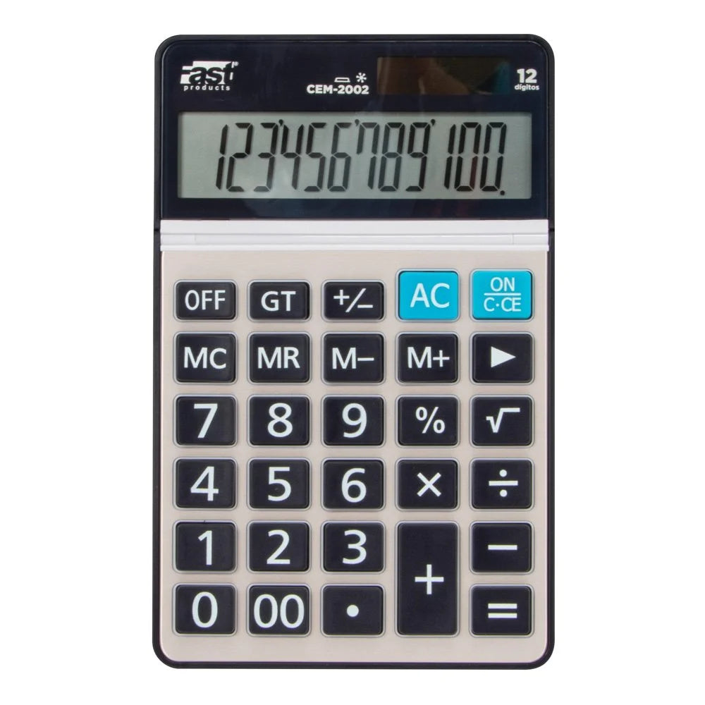 CALCULADORA DE ESCRITORIO FAST CEM-2002 METALICA 12 DIGITOS