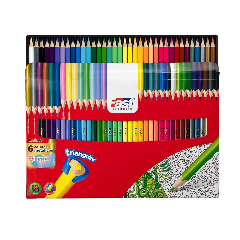 Crayon de Madera Fast 36 Colores Largo Triangular