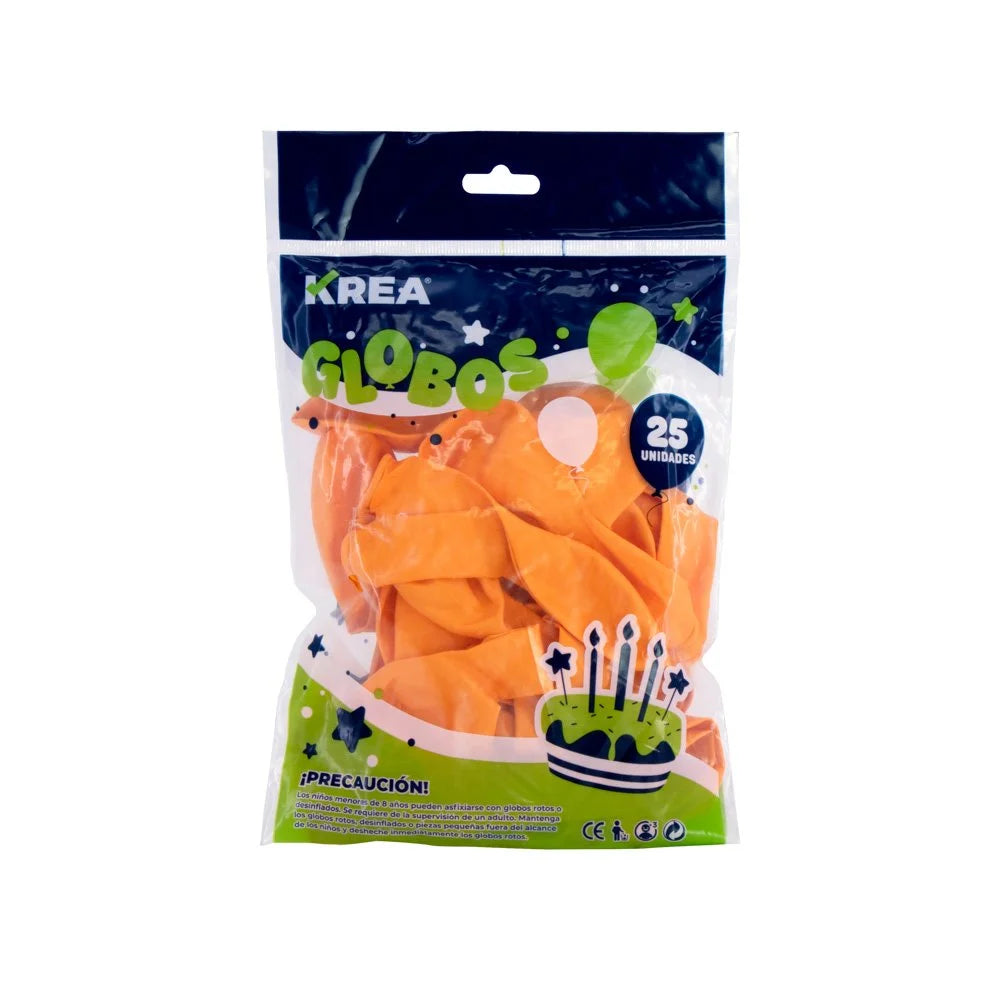 Globo Latex Standar Krea 10" Bolsa de 25pcs Color Mango