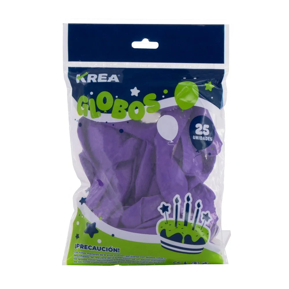 Globo Latex Standar Krea 10" Bolsa de 25pcs Violeta