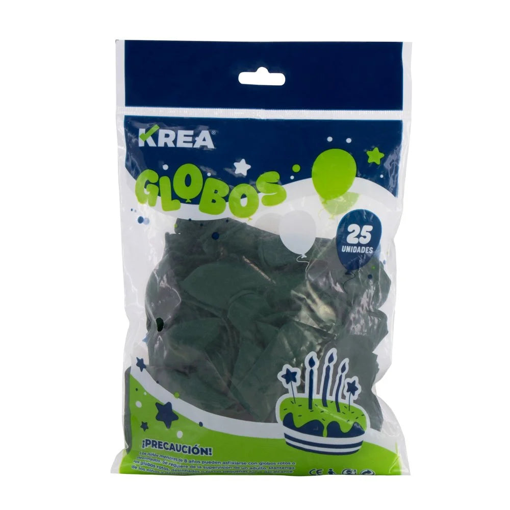 Globo Latex Standar Krea 10" Bolsa de 25pcs Verde Obscuro