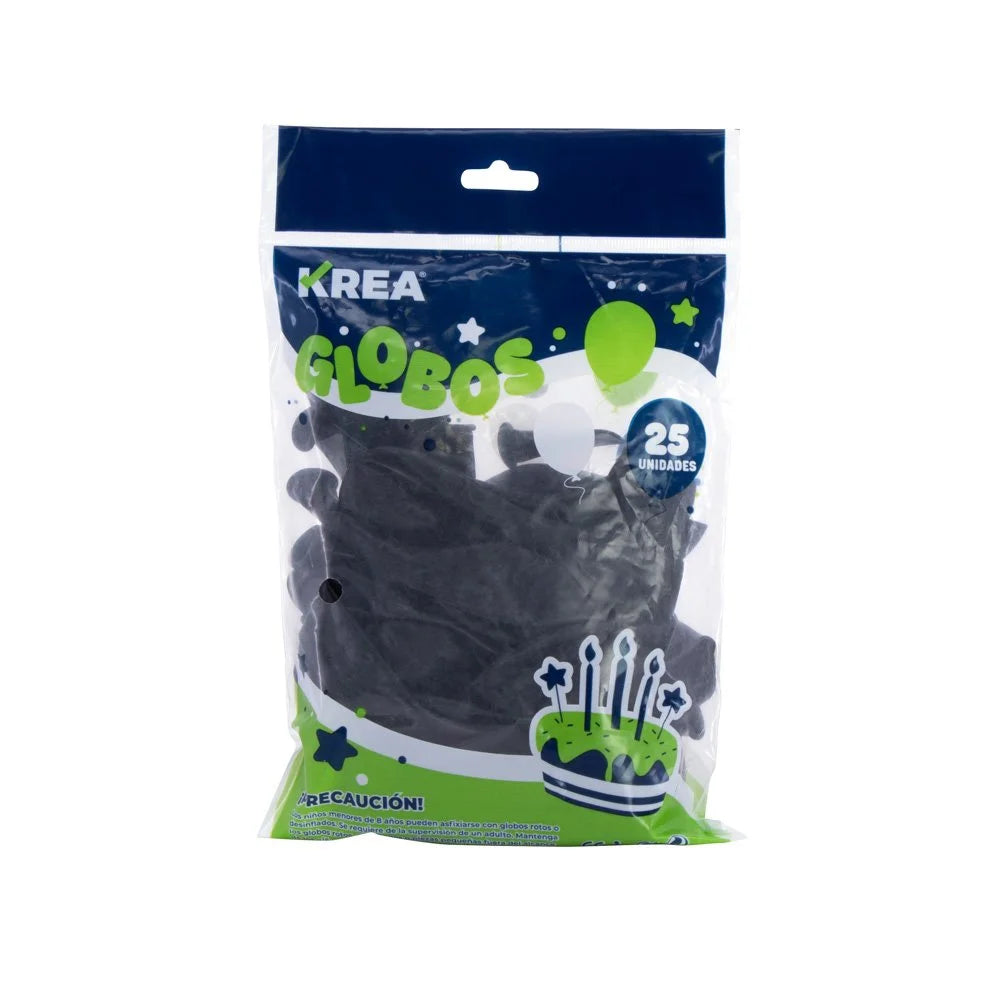 Globo Latex Standar Krea 10" Bolsa de 25pcs Color Negro