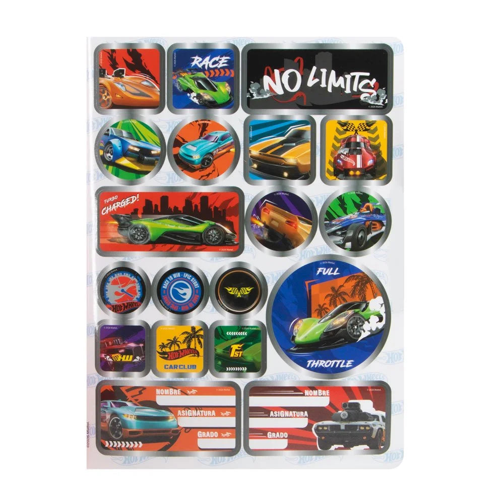 Cuaderno Cosido 100H Primavera Hot Wheels Lineas