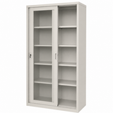 Armario de Metál C-19C con Puertas de Vidrio y Cerradura Color Beige