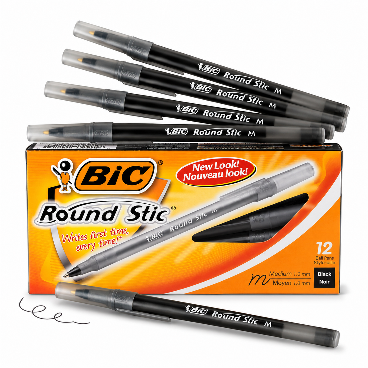 Bolígrafo Bic Round Stic  Punto Med 1.0mm Negro