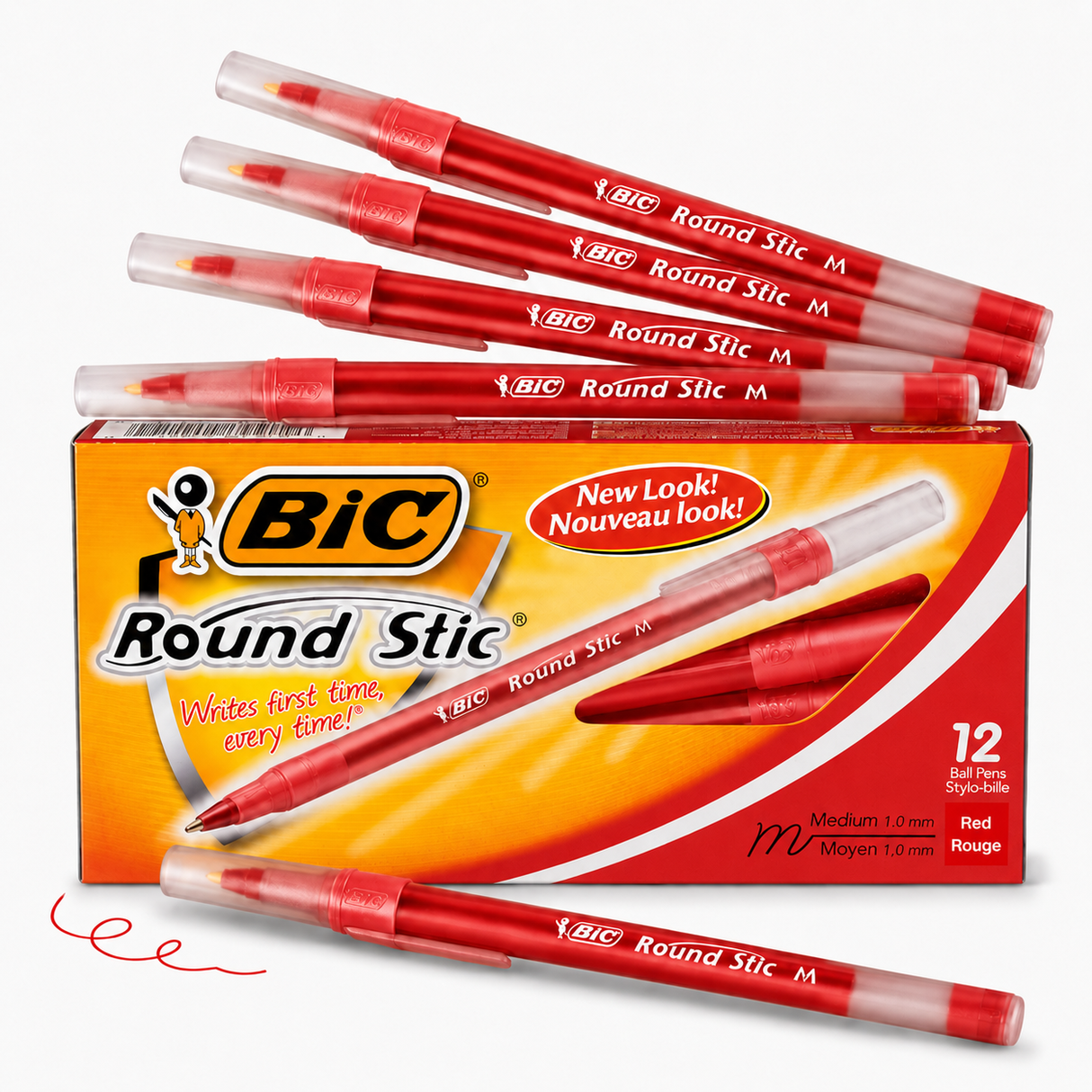 Bolígrafo Bic Round Stic Punto Med 1.0mm Rojo
