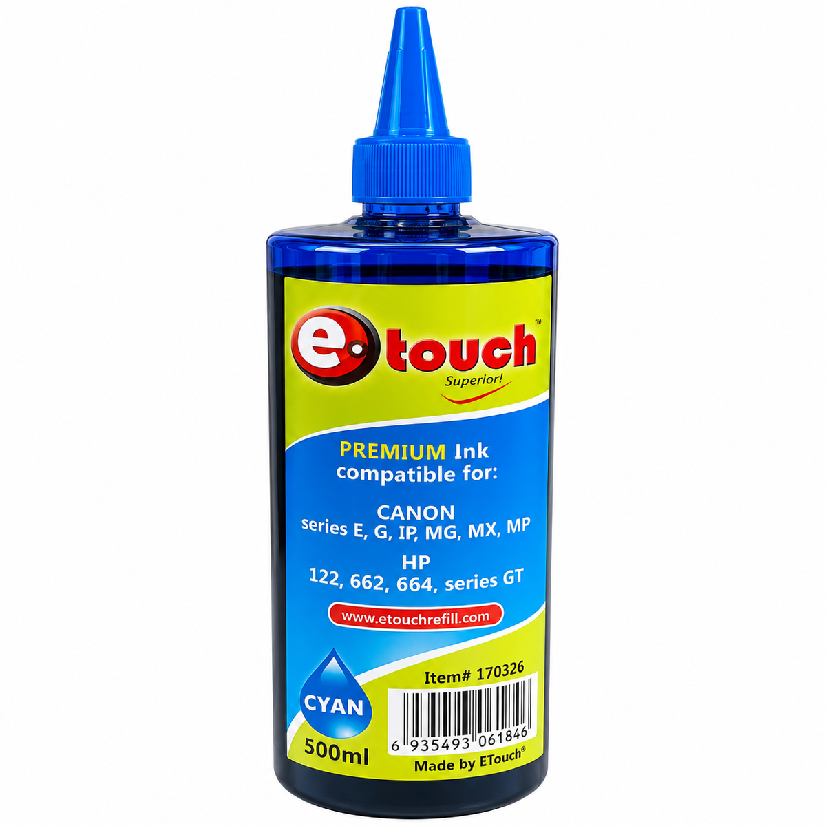 Tinta Para Impresora Universal etouch 500ml Canon / HP/ Epson Cyan