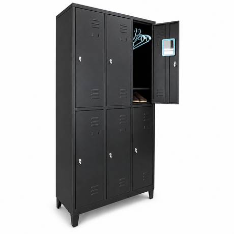 Locker Metálico 6 Puertas F-21N con Aldaba – Negro