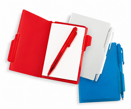 LIBRETA / BLOCK DE NOTAS CON BOLÍGRAFO AZUL ( Promocional )