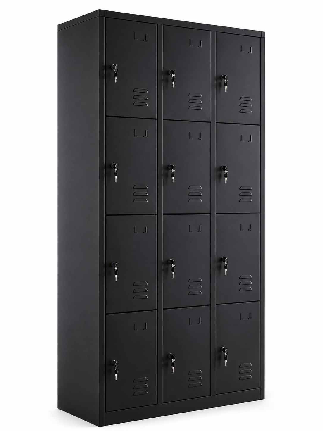 Locker Metálico 12 Puertas F-22 con Aldaba – Negro