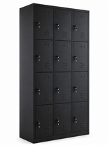 Locker Metálico 12 Puertas F-22 con Aldaba – Negro
