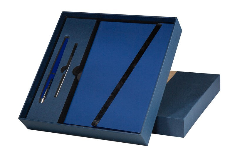Libreta JINSEI Set de Regalo Solapa Magnética Bolígrafo Metálico Azul
