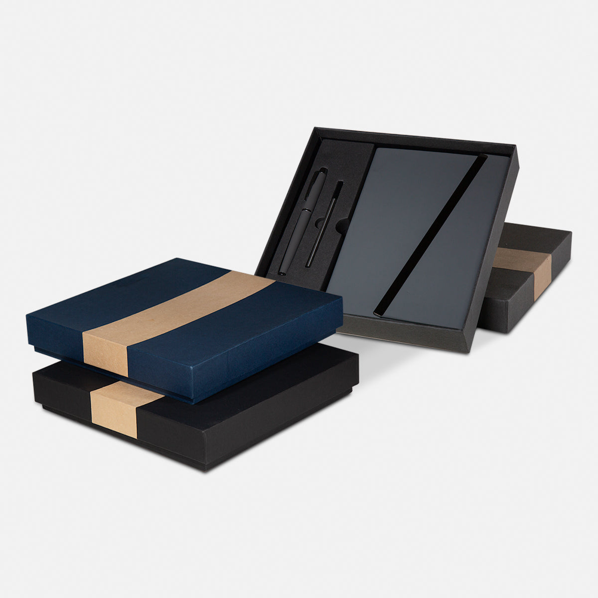 Libreta JINSEI Set de Regalo Solapa Magnética Bolígrafo Metálico Negro