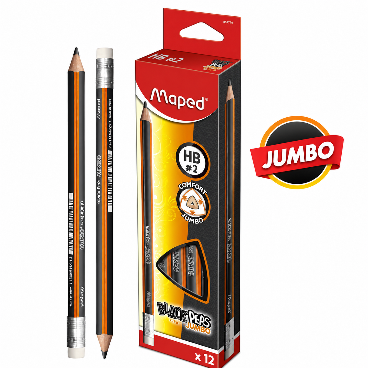 Lapiz Triangular Jumbo Naranja/Gris Black Peps Maped 854721
