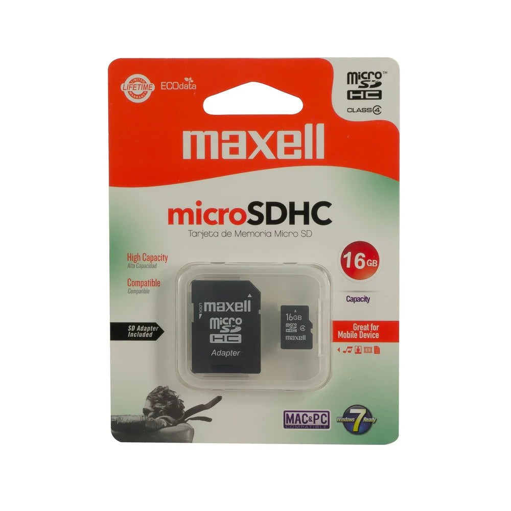 Memoria MicroSDHC Maxell 16GB con Adaptador