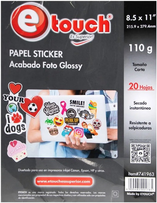 Papel Foto Sticker 110g Carta 20H Etouch