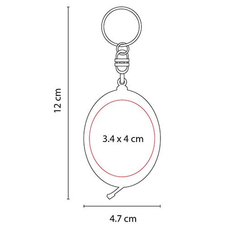 Llavero flexómetro Ovalado Rojo transparente